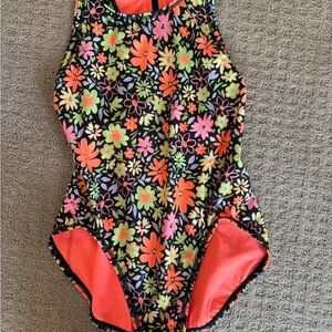 Jolyn Clothing Floral One Piece - Black with Orange and Green